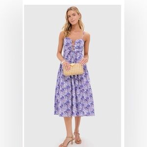 Hyacinth House Purple Multi Floral Corinne Cut-Out Midi Dress Large NWT